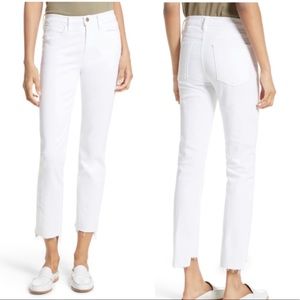 FRAME Le High Straight Step Hem Raw Edge Jeans